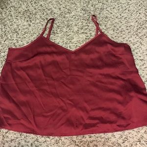 Maroon satin tank top crop top